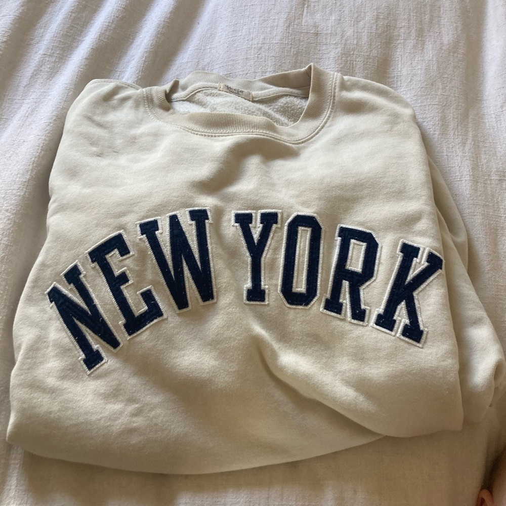 John Galt classic 'New York' Cream Crewneck Sweater